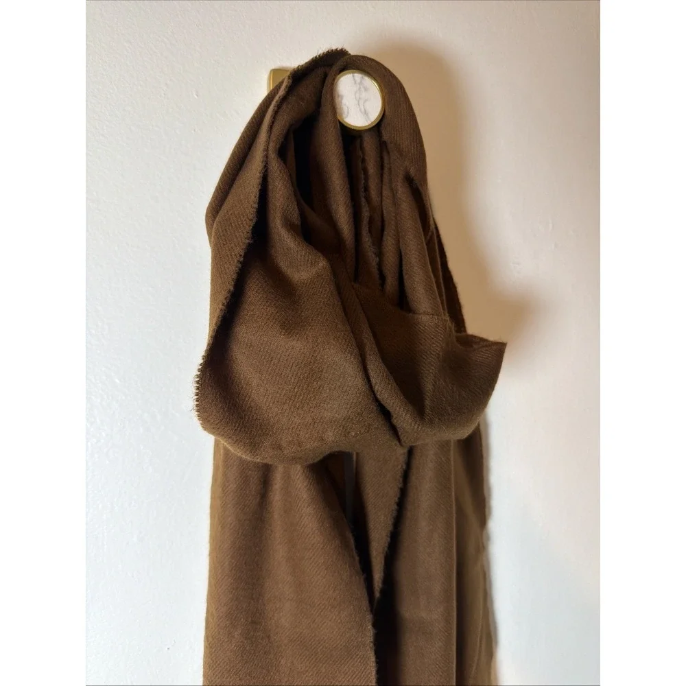 Chocolate Brown 100% Cashmere Scotland Unisex Scarf w Fringe Classic 68 x 12